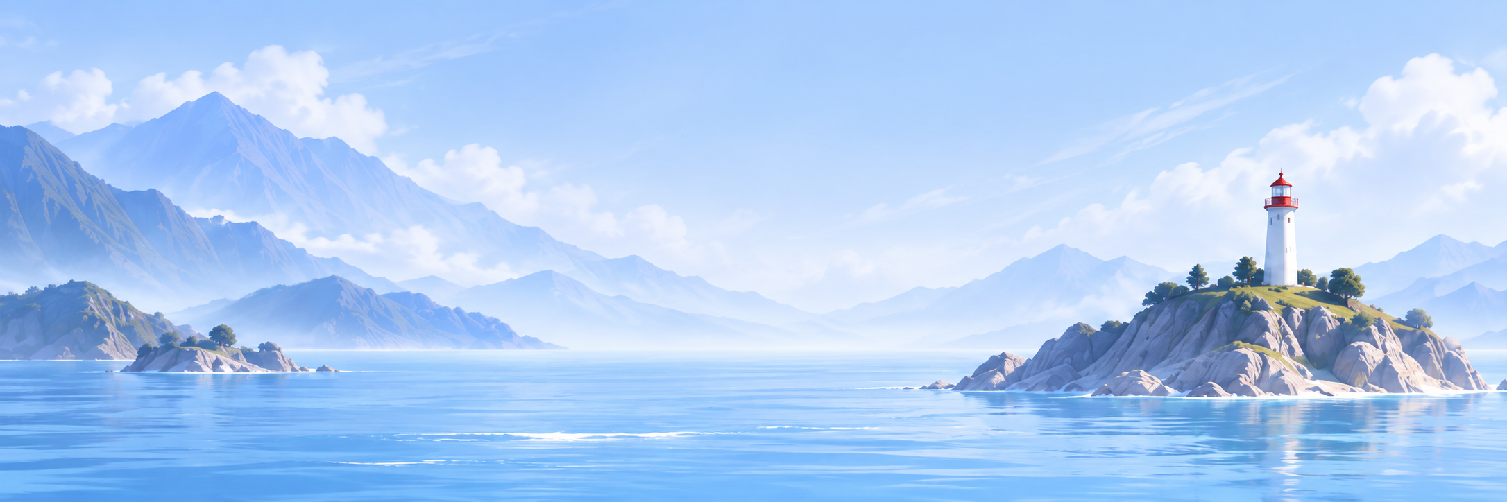 海边群山与灯塔